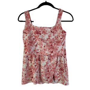 Shabby Chic Pink Floral Athletic 2 Pc Set Bra Skort Shorts